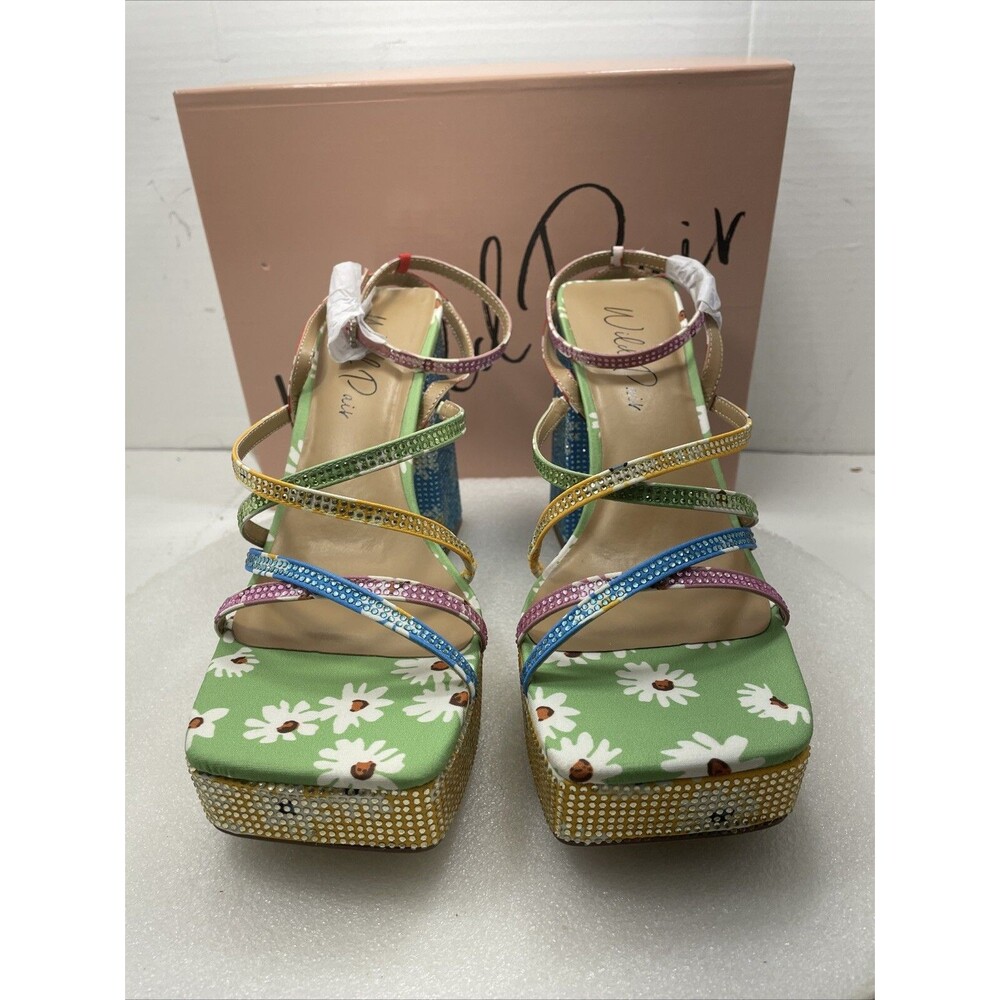 Wild Pair Multi-Color Floral Platform Sandals no box
